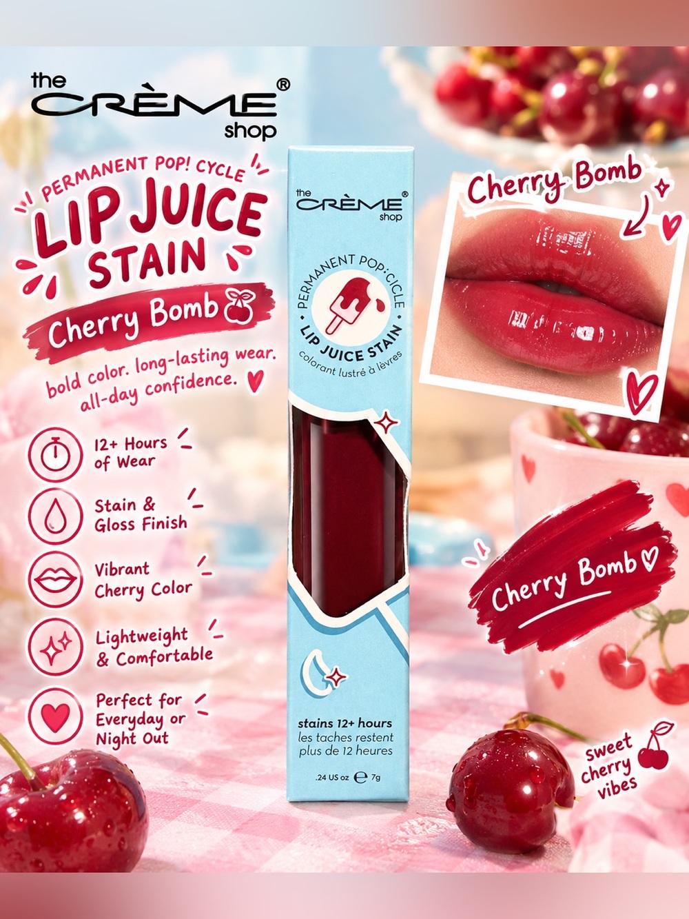 The Crème Shop Lip Juice Stain- Cherry Bomb